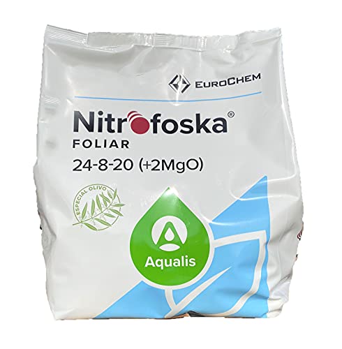 Nitrofoska Abono foliar 24-08-20. 5 Kilos. Primavera y brotacion. Fertilizante nitrogenado.Abono foliar para olivos